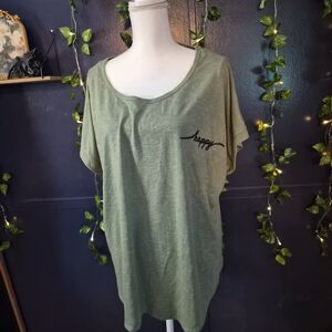 Russell Athletic Olive Green "Happy" Graphic Women’s Tee